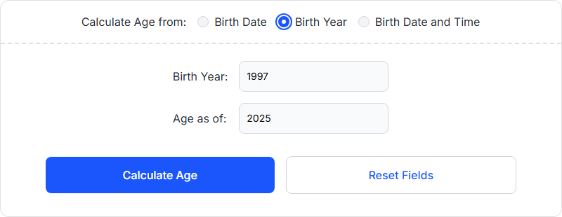 Age Calculator Birth Year Mode