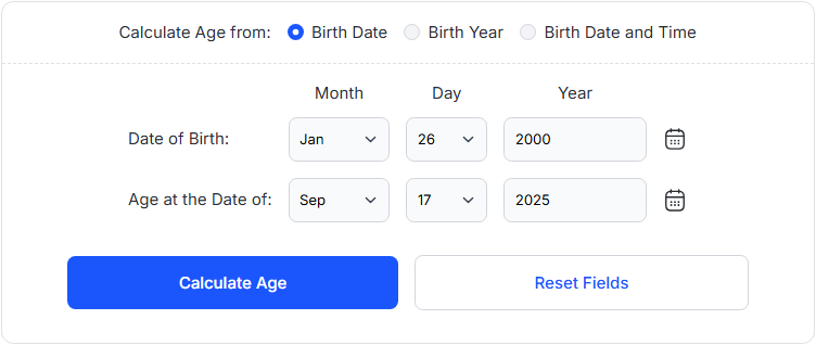 Enter Birth Date and Today's Date