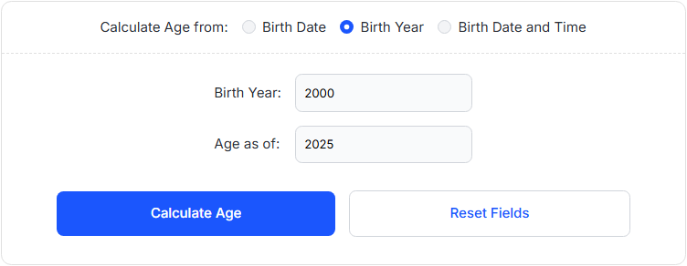 Enter Birth Year and Current Year